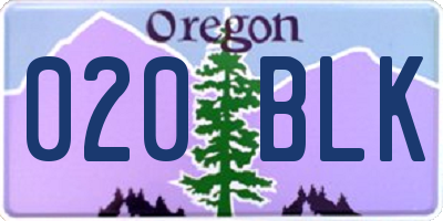 OR license plate 020BLK