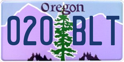 OR license plate 020BLT