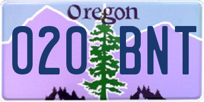 OR license plate 020BNT