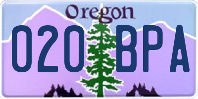 OR license plate 020BPA