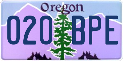 OR license plate 020BPE