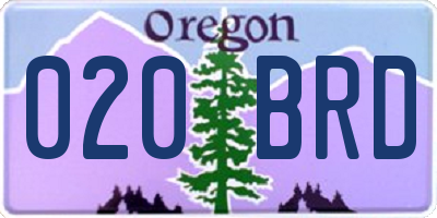 OR license plate 020BRD