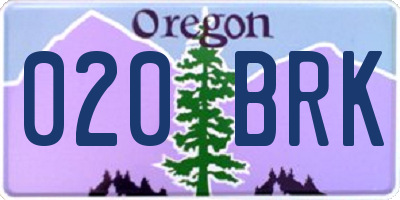 OR license plate 020BRK