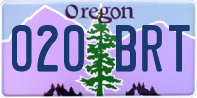 OR license plate 020BRT