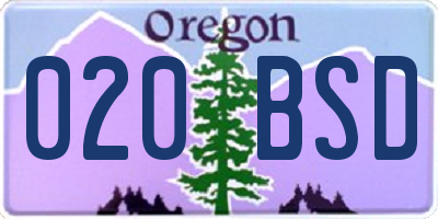 OR license plate 020BSD