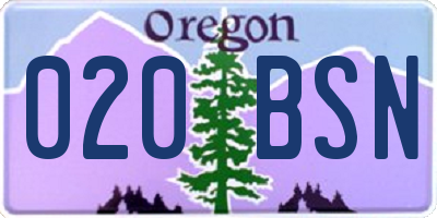 OR license plate 020BSN