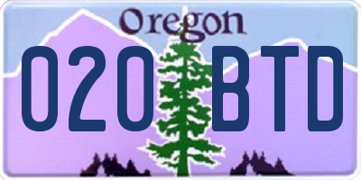 OR license plate 020BTD