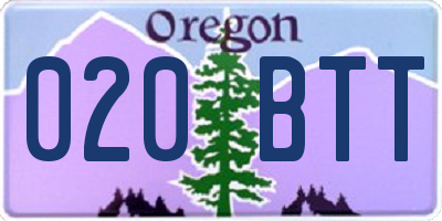 OR license plate 020BTT