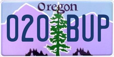 OR license plate 020BUP