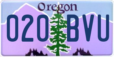OR license plate 020BVU