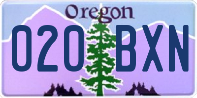 OR license plate 020BXN