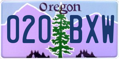 OR license plate 020BXW
