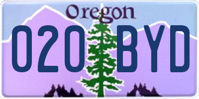OR license plate 020BYD