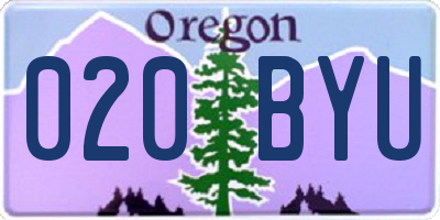 OR license plate 020BYU