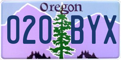 OR license plate 020BYX