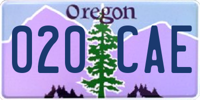 OR license plate 020CAE