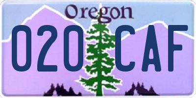 OR license plate 020CAF