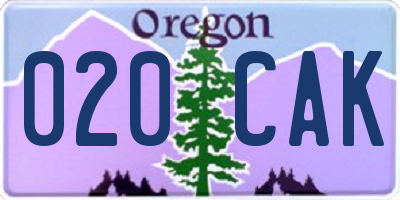 OR license plate 020CAK
