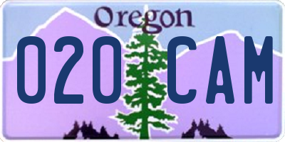 OR license plate 020CAM