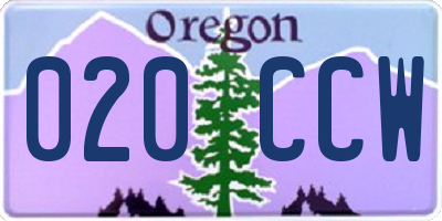 OR license plate 020CCW