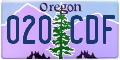 OR license plate 020CDF