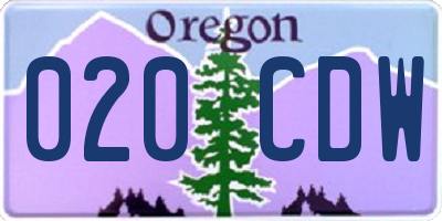 OR license plate 020CDW