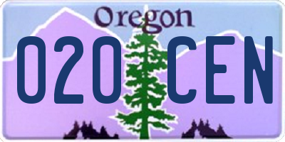 OR license plate 020CEN