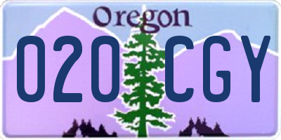 OR license plate 020CGY