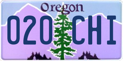 OR license plate 020CHI