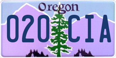 OR license plate 020CIA