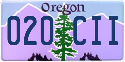 OR license plate 020CII