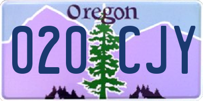 OR license plate 020CJY