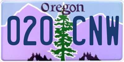 OR license plate 020CNW