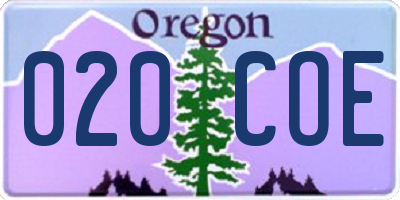OR license plate 020COE