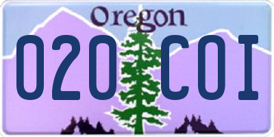 OR license plate 020COI