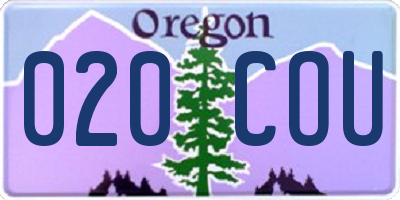 OR license plate 020COU