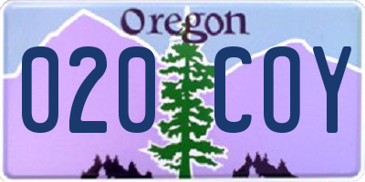 OR license plate 020COY
