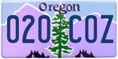 OR license plate 020COZ
