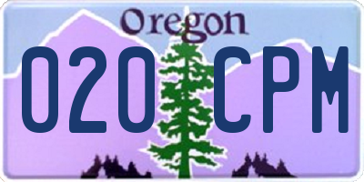 OR license plate 020CPM