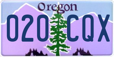 OR license plate 020CQX