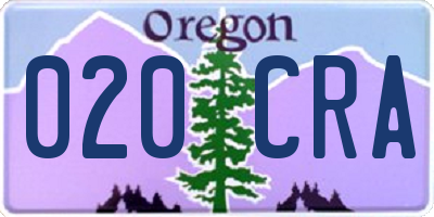 OR license plate 020CRA