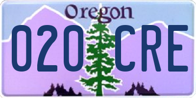 OR license plate 020CRE