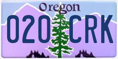 OR license plate 020CRK