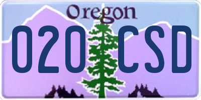 OR license plate 020CSD