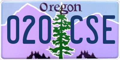 OR license plate 020CSE