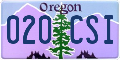 OR license plate 020CSI