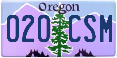 OR license plate 020CSM