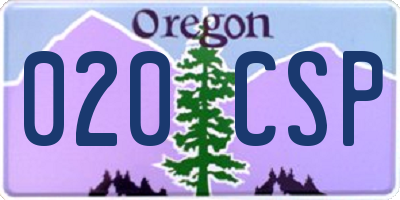 OR license plate 020CSP