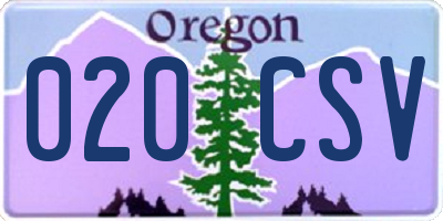 OR license plate 020CSV