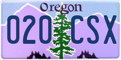 OR license plate 020CSX